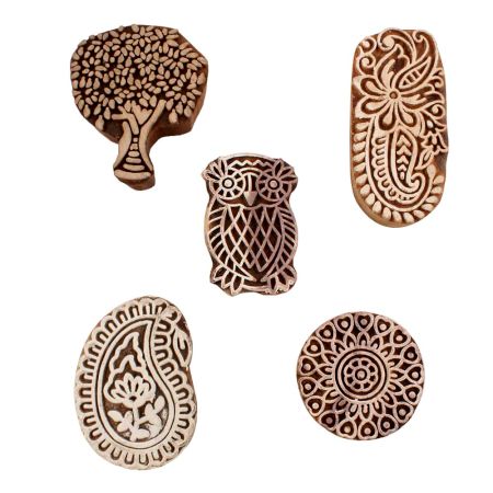 Set of 5 Piece New Mix Wooden Printing Blocks